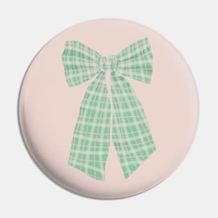 Green Gingham Romantic Coquette Bow Pin