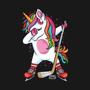 Dabbing Unicorn Ice Hockey Kids Boys Girls funny ice Hockey T-Shirt