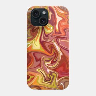 Summer Berries and Gold  Silk Marble - Red, Yellow, Orange, Pink Liquid Paint Pattern Phone Case