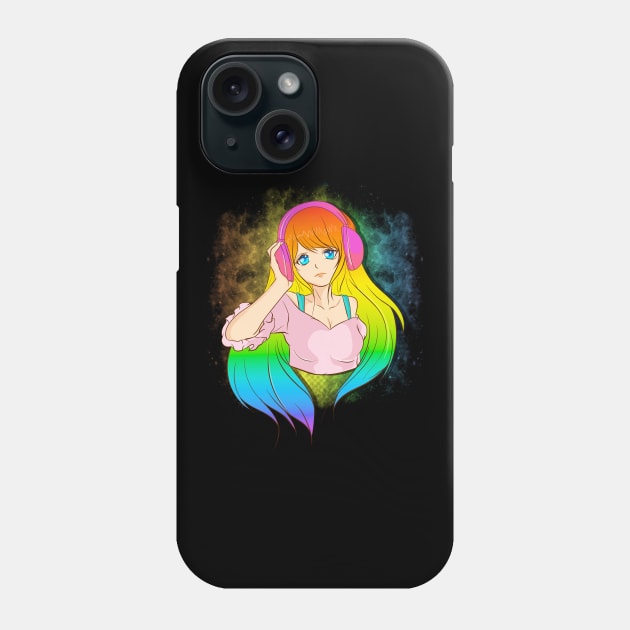 Japanese Anime Girl Rainbow Punk Kawaii Manga Phone Case by theperfectpresents