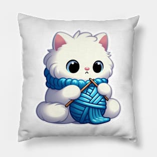 cat knitting Pillow