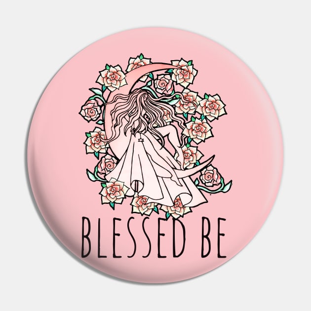 Blessed Be Moon Goddess Pin by bubbsnugg