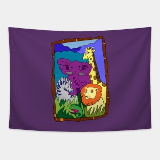 African Animal Party Tapestry