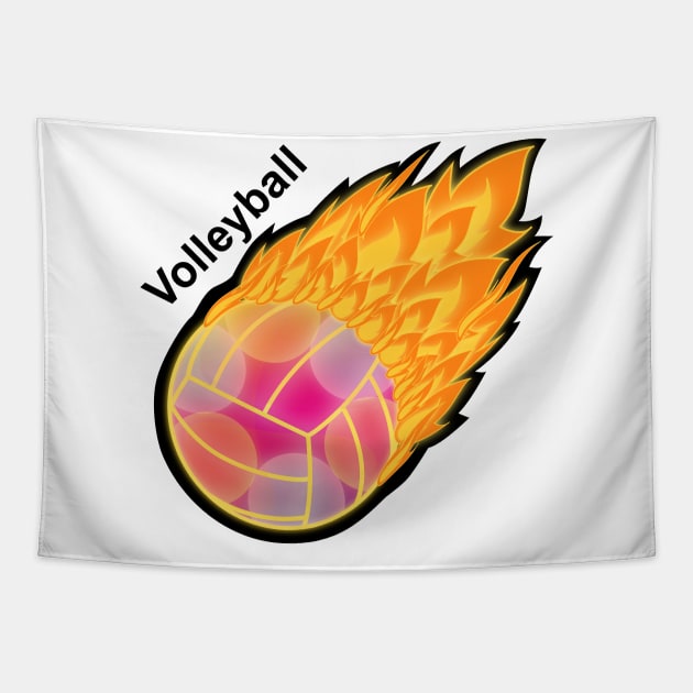 Volleyball On Fire Tapestry by Designoholic