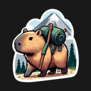 Cute capybara hiking funny T-Shirt
