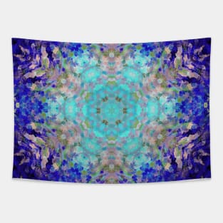 Digital Mandala Blue Purple and White Tapestry