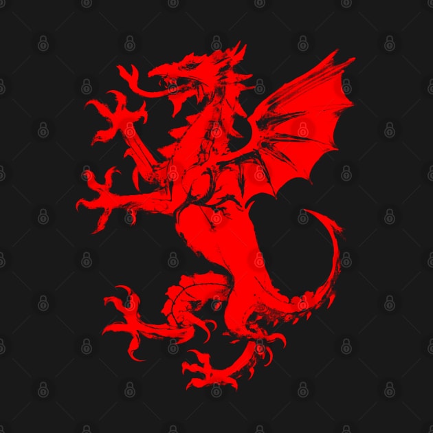 Welsh Cymru Dragon Red Ink by GAz