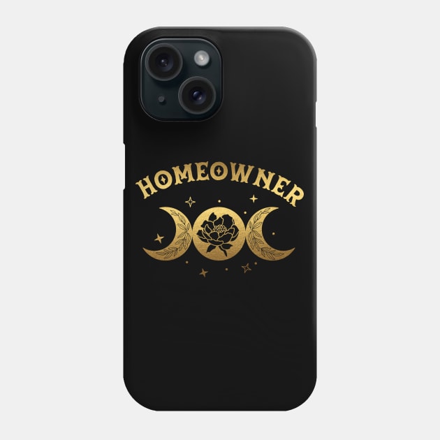 Homeowner - boho moon & wild rose golden Design Phone Case by best-vibes-only