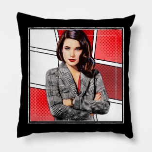 Power Red Alana Bloom Red and Gray Comic Style Pillow