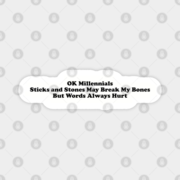 Sticks and stones Magnet by okmillennials