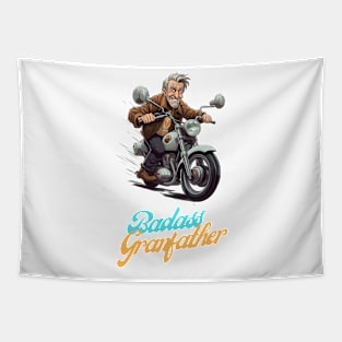 Badass Grandfather on a motorbike Tapestry