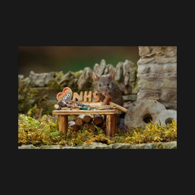 George the mouse in a log pile House color NHS heart by Simon-dell