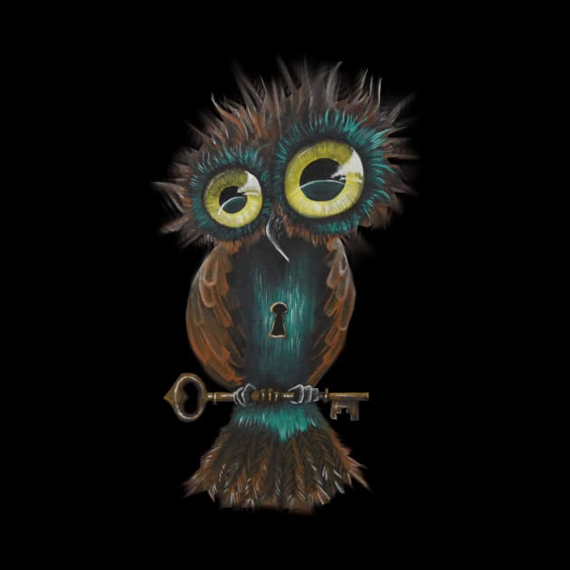 Owl holding a key by Artelies202