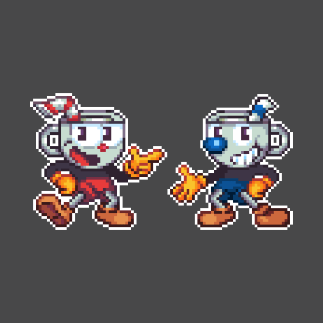 Cuphead and Mugman Pixel by geekmythology