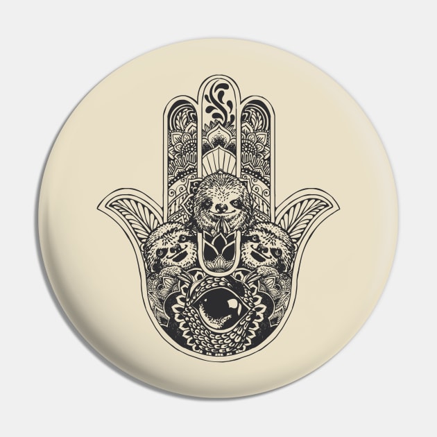 Hamsa Hand Sloth Pin by huebucket