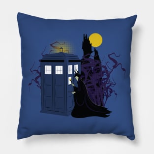 Maleficent and the Tardis Pillow