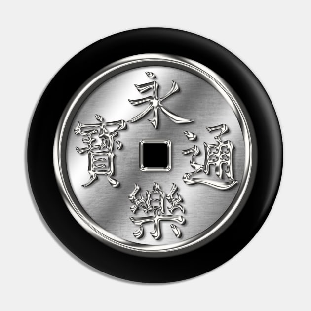 Oda Clan Kamon Silver Chrome Pin by Takeda_Art