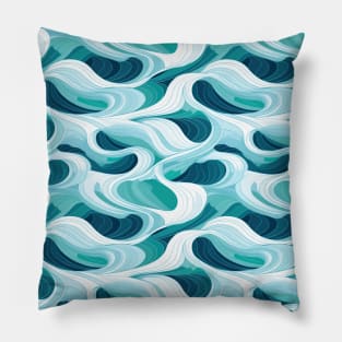 Ephemeral Crests: Hokusai Waves Reimagined Pillow