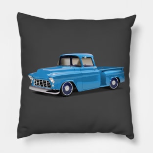 1955 Chevrolet Pickup Classic Truck Light Blue Pillow