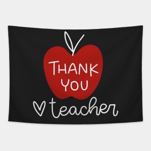 Thank you teacher red apple design. Gratitude message. Tapestry