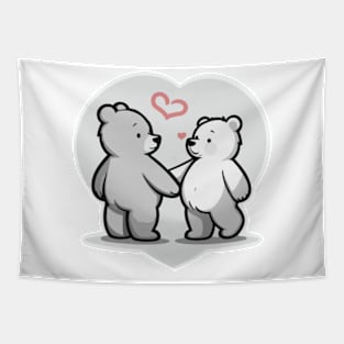 Cute Bears in Love Hearts Tapestry