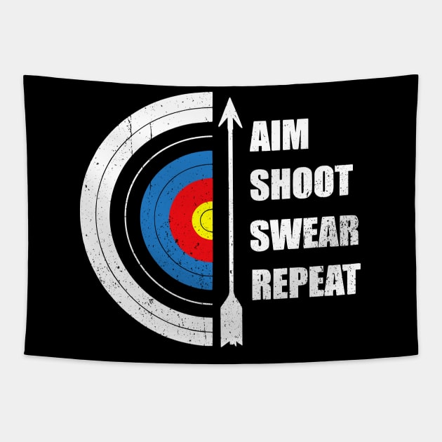 Archery Aim Shoot Swear Repeat Target Arrow Tapestry by LEGO