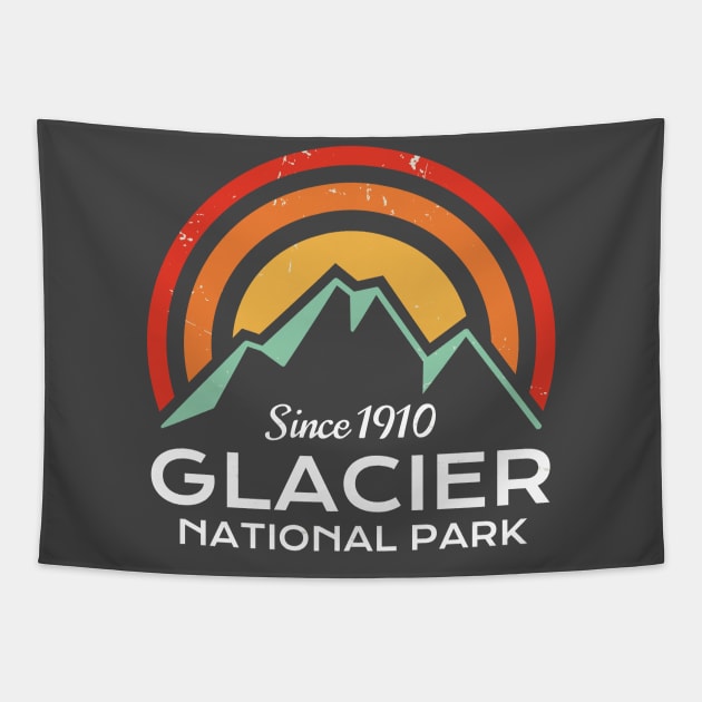 Glacier National Park Retro Tapestry by roamfree