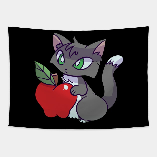 Apple Blue Tuxedo Cat Tapestry by saradaboru