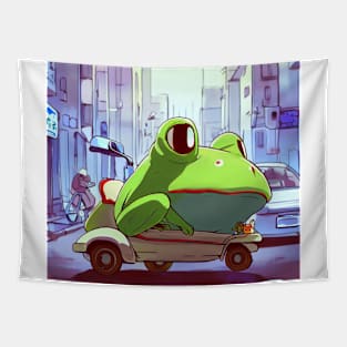 Cartoon anime Frog in Japan street Kawaii Tapestry