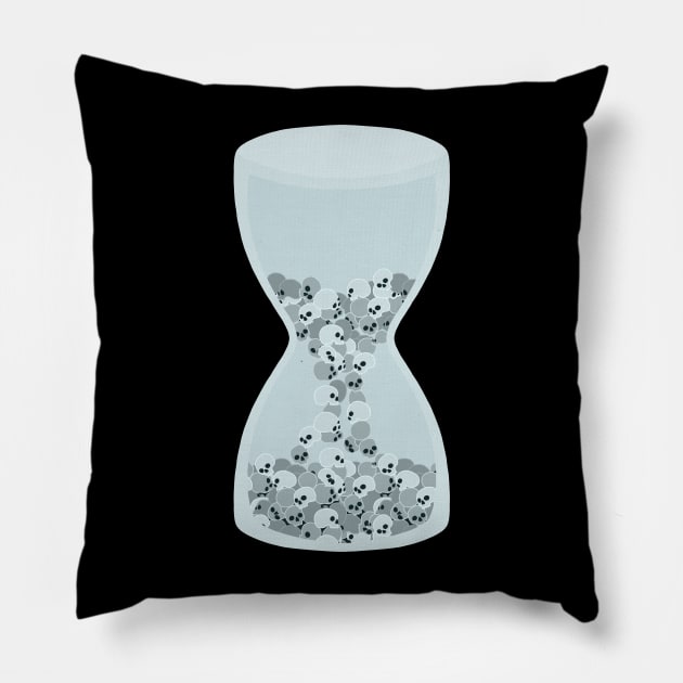 Time Is Running Out (Skulls In An Hourglass) Pillow by inatorinator