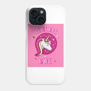 Be Unique Love Beautiful Unicorn Head With Stars And Hearts pink Poster Phone Case