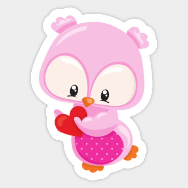 Little Owl Holding A Heart Pink Owl Love Owl Love Owl