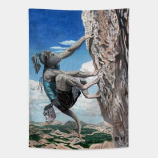 Wererat Girl Fantasy Rock Climber Tapestry