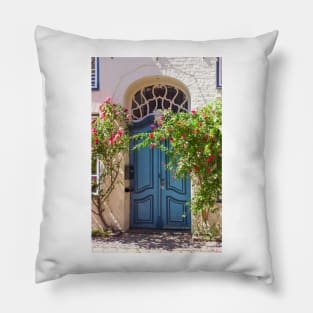 Historic house facade, door, , old town, Lübeck, Schleswig-Holstein, Germany, Europe Pillow