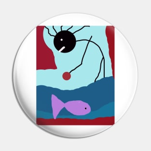 Kid Walking on Water Stick Figure Pin