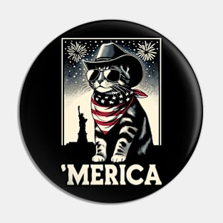 USA Flag Cat 4th of July Funny Patriotic Pin