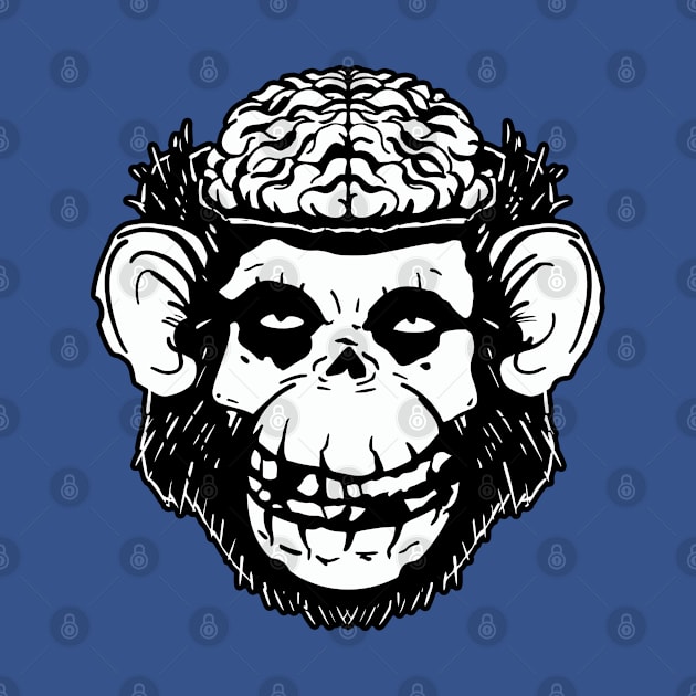 Monkey Brains INK skull on colors by GodsBurden