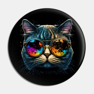 funny cat face with funky glasses Pin