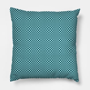 Optical Illusion Blue Checkered Orbs Trippy Psychedelic Artwork Art Pillow