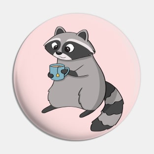 Raccoon Drinking Tea Pin