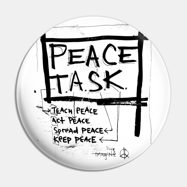 Peace Task Doodle Black Pin by Mijumi Doodles
