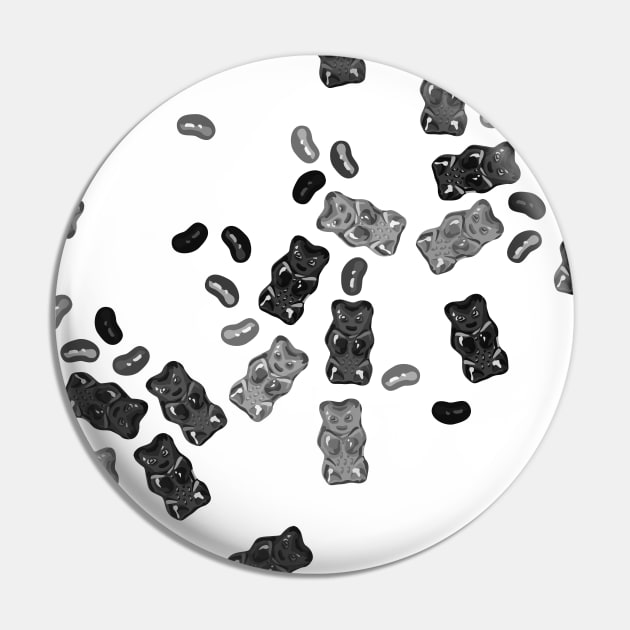 Black and White Gummy Bears Explosion Pin by XOOXOO