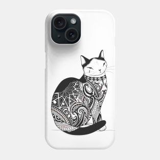 Cat in Tribal Tattoo Phone Case