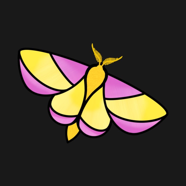 Rosy Maple Moth - Digital illustration by BuckNerdImages