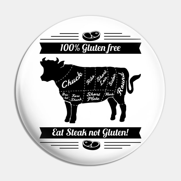 Funny BBQ Meatlovers "Gluten free" Design Pin by boobear_studio