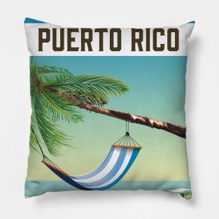 Puerto Rico Beach travel poster Pillow