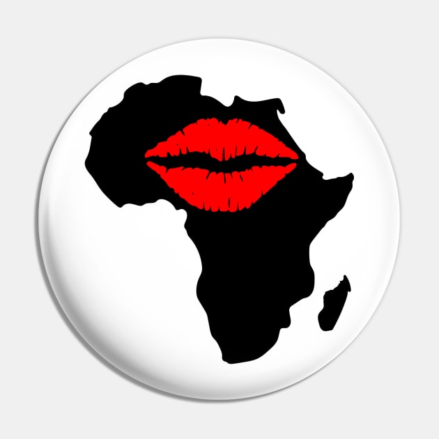 Kiss for Africa Motherland Black Heritage Pride Gift Pin by Merchweaver