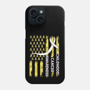 Go Gold - Childhood Cancer Awareness Distressed USA flag Phone Case