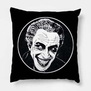 THE MAN WHO LAUGHS (Circle Black and White) Pillow