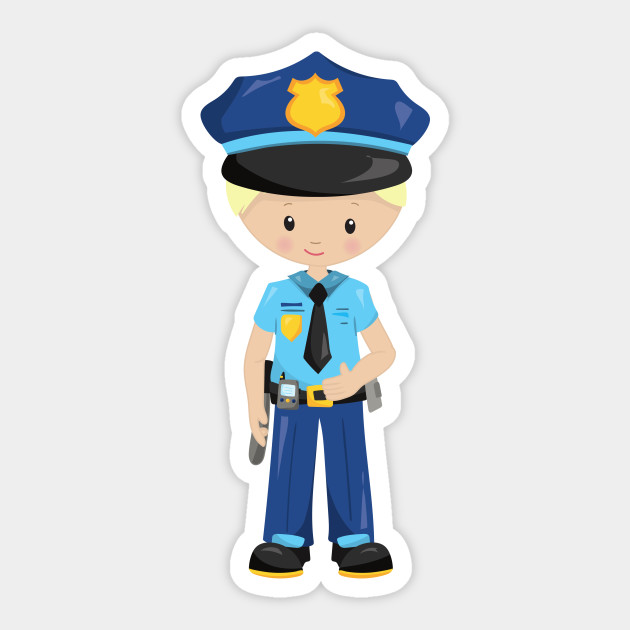 Cute Boy Policeman Blond Hair Police Uniform Policeman Sticker Teepublic